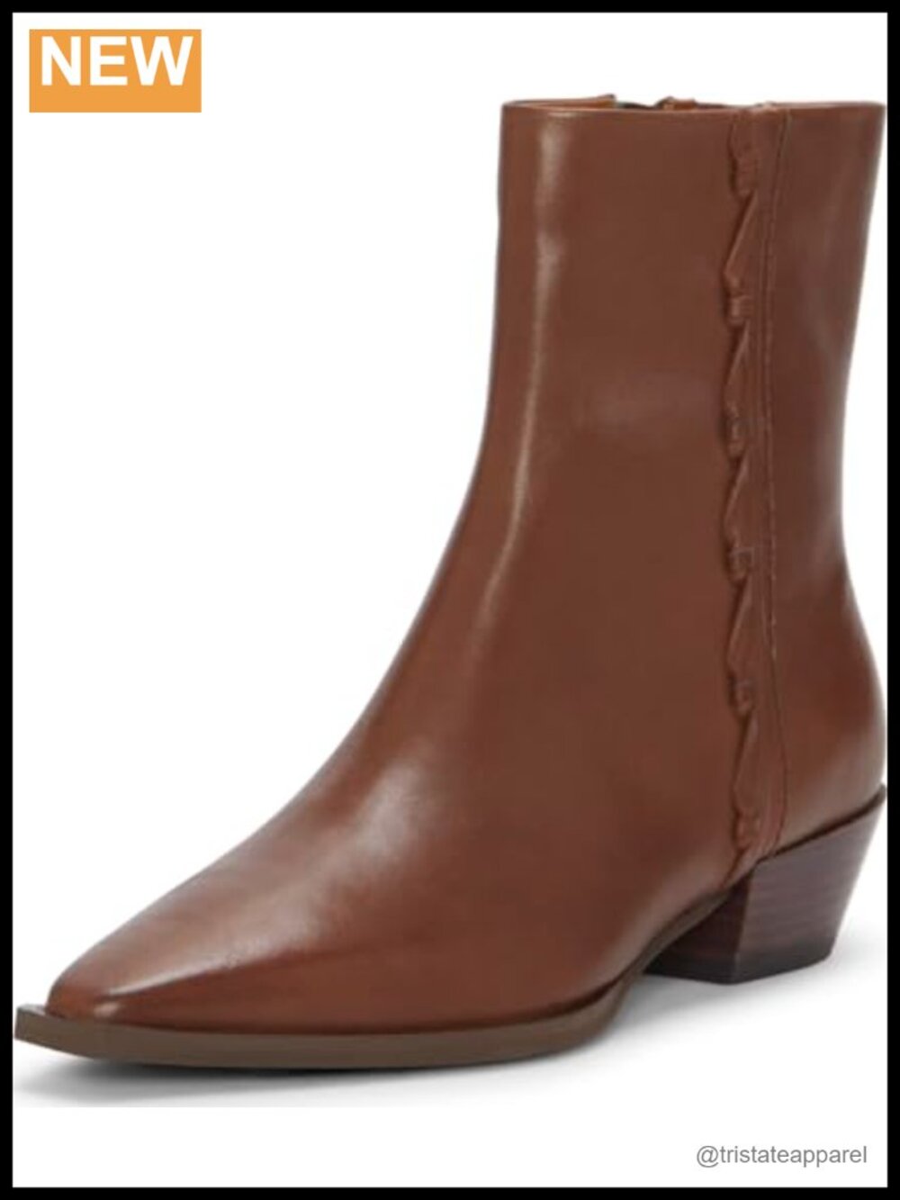 Lucky Brand Leather Ankle Booties Block Heel Zip Closure Women's Boots